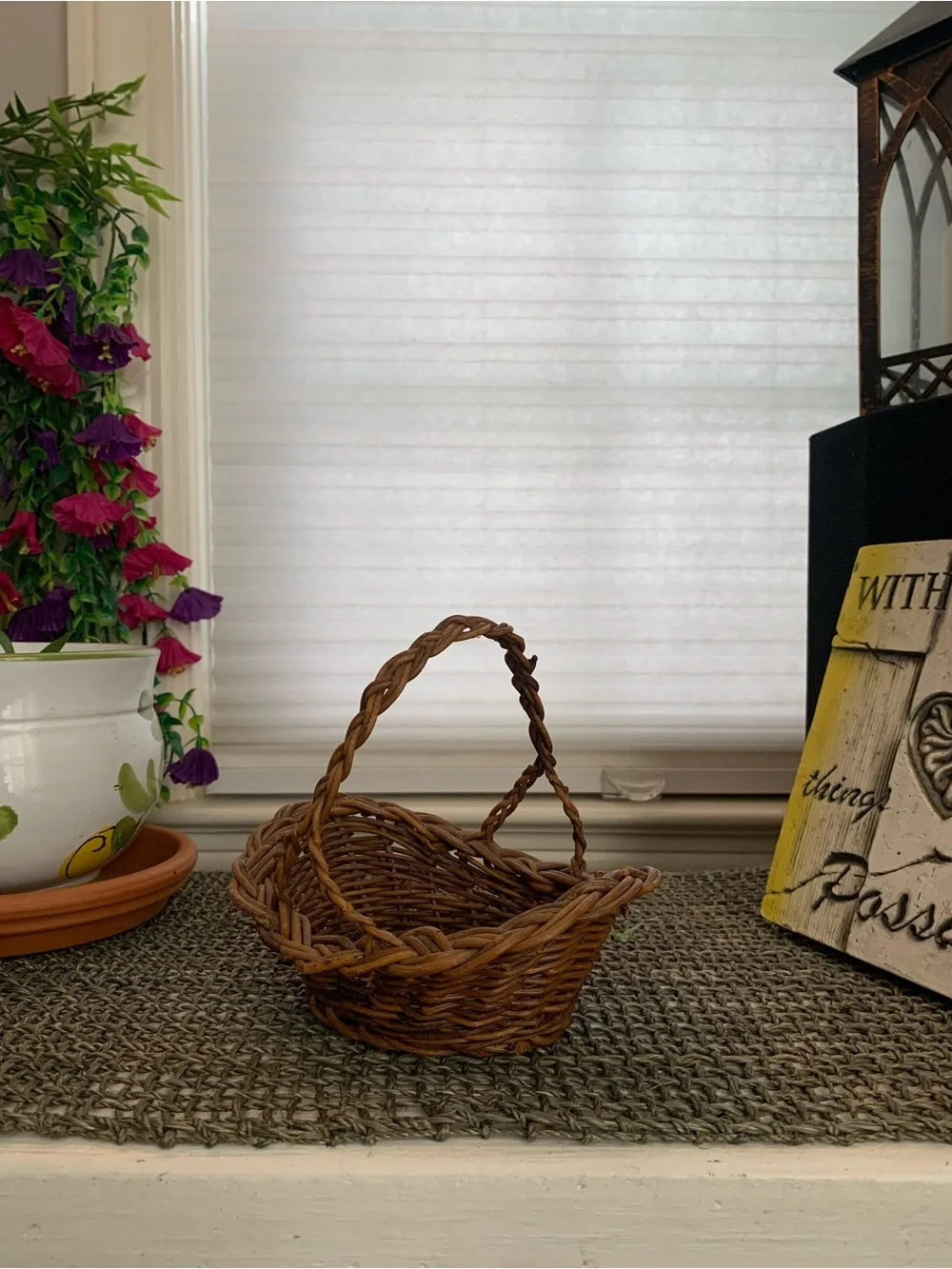 Vintage Rustic Handwoven Vine Twig Harvest Basket